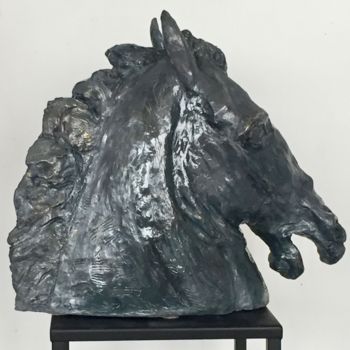 Sculpture titled "Cheval Jument Sculp…" by Hiam Demeulenaere, Original Artwork, Terra cotta