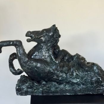 Sculpture titled "Cheval et Naïade so…" by Hiam Demeulenaere, Original Artwork, Terra cotta