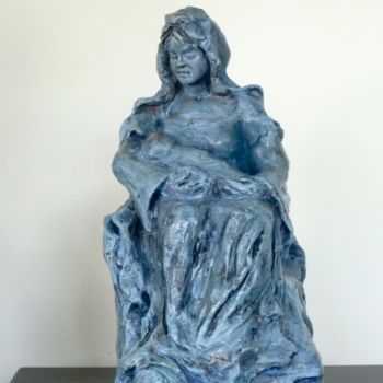 Sculptuur getiteld "Notre Dame Vierge e…" door Hiam Demeulenaere, Origineel Kunstwerk, Terra cotta
