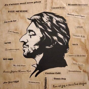 Collages getiteld "Gainsbourg" door Hdm, Origineel Kunstwerk, Stencil