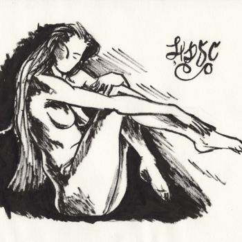 Drawing titled "noir et blanc N°3" by Hdsc, Original Artwork, Ink
