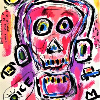 Картина под названием "Abstract Skull Pain…" - Headbuum, Подлинное произведение искусства, Акрил