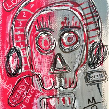Painting titled "Skeleton Head. Abst…" by Headbuum, Original Artwork, Acrylic