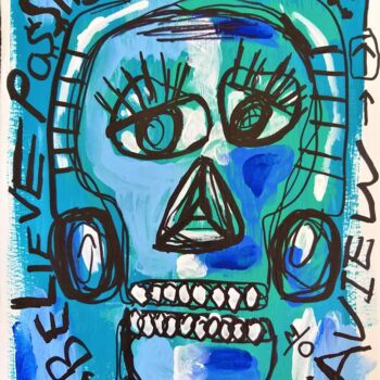 Peinture intitulée "Skull. Art. Basquia…" par Headbuum, Œuvre d'art originale, Acrylique