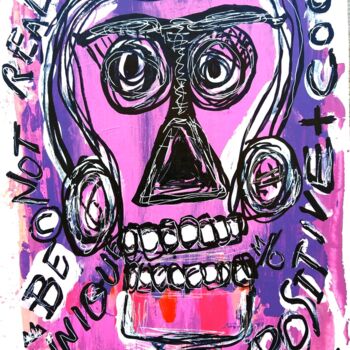 Painting titled "Basquiat style skul…" by Headbuum, Original Artwork, Acrylic