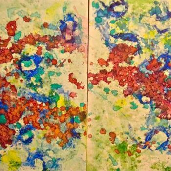 Painting titled "wax abstract" by Heather Caton, Original Artwork, Oil
