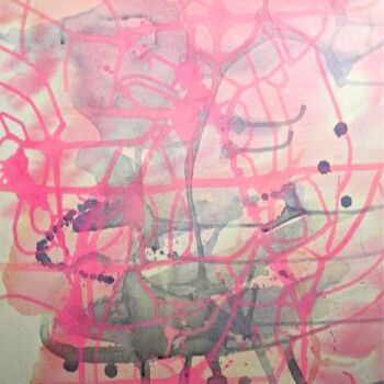 Painting titled "pink abstract" by Heather Caton, Original Artwork, Oil