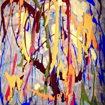 Malerei mit dem Titel "dripping heart abst…" von Heather Caton, Original-Kunstwerk, Öl