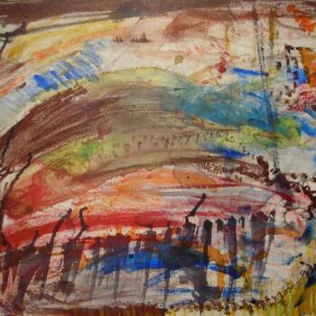 Pintura intitulada "pond abstract" por Heather Caton, Obras de arte originais, Óleo