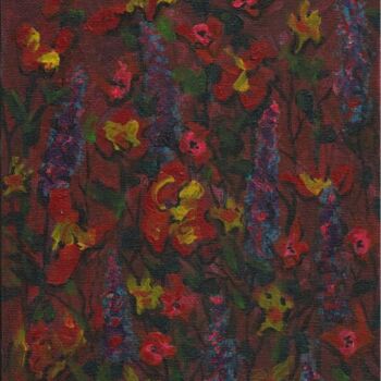 Painting titled "floral" by Heather Caton, Original Artwork, Oil