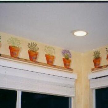Painting titled "Herb Pots" by Heather Shannon, Original Artwork