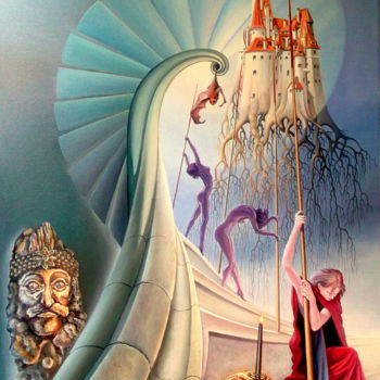 Картина под названием "A fake legend" - Gyuri Lohmuller, Подлинное произведение искусства, Масло Установлен на Деревянная ра…