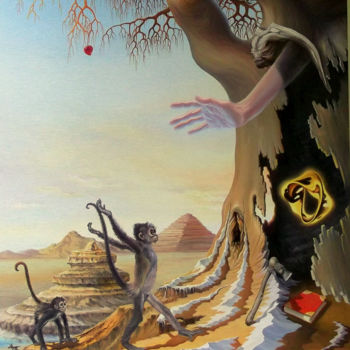 Картина под названием "Rise up and walk" - Gyuri Lohmuller, Подлинное произведение искусства, Масло Установлен на Деревянная…