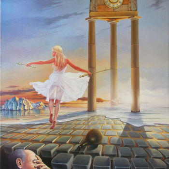 Картина под названием "Time robbers" - Gyuri Lohmuller, Подлинное произведение искусства, Масло Установлен на Деревянная рам…