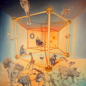 Картина под названием "The molecule of arr…" - Gyuri Lohmuller, Подлинное произведение искусства, Масло