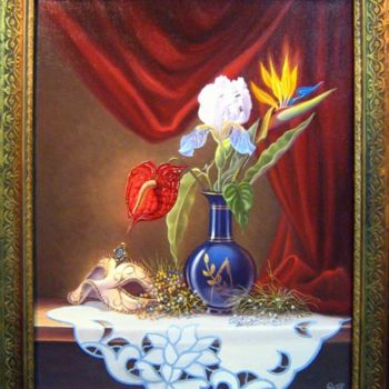 Painting titled "still life 33 -natu…" by Gyuri Lohmuller, Original Artwork, Oil