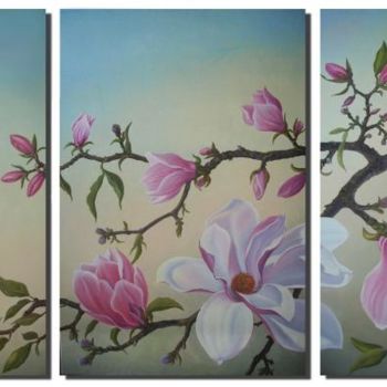 Painting titled "Magnolia" by Gyuri Lohmuller, Original Artwork, Oil