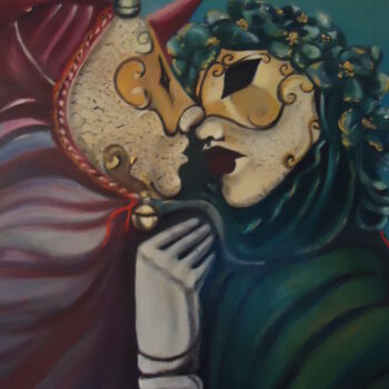 Malerei mit dem Titel "Kiss" von Hebe Beatriz Alioto, Original-Kunstwerk, Öl