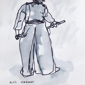 Dessin intitulée "Samourai#1.jpg" par Eric Hebert, Œuvre d'art originale