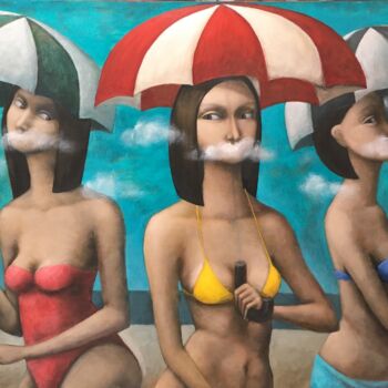 Картина под названием "Un dia de verano" - Hector Acevedo, Подлинное произведение искусства, Масло Установлен на Деревянная…