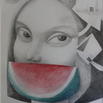 Drawing titled "Mujer V" by Hector Acevedo, Original Artwork, Graphite Mounted on Other rigid panel