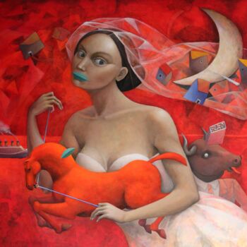 Pintura titulada "El viaje de Ariadna" por Hector Acevedo, Obra de arte original, Oleo