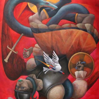 Painting titled "El último vuelo" by Hector Acevedo, Original Artwork, Oil