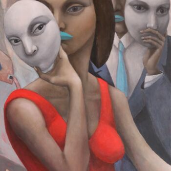 Pittura intitolato "Selfie" da Hector Acevedo, Opera d'arte originale, Olio