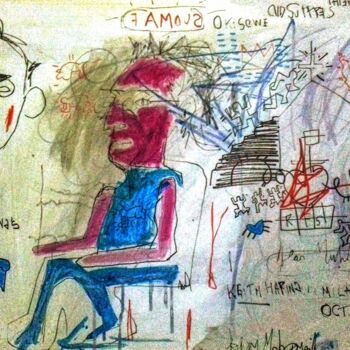 Malerei mit dem Titel "Haring and Basquiat" von Hector O'Kanin, Original-Kunstwerk, Acryl