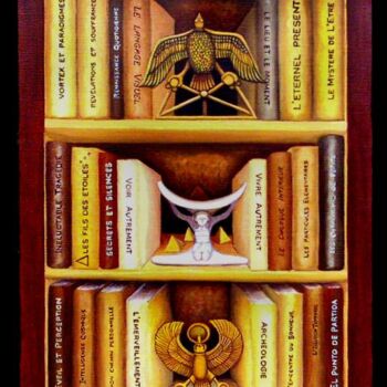 Painting titled "Bibliotheque Egypte" by Hector Toro, Original Artwork, Oil