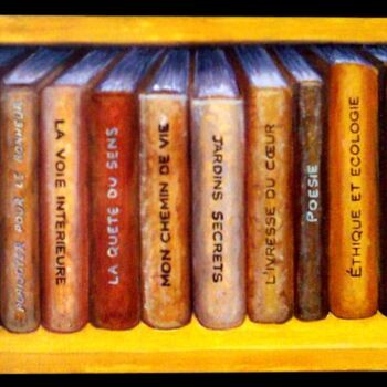 Painting titled "Bibliotheque Titres" by Hector Toro, Original Artwork, Other