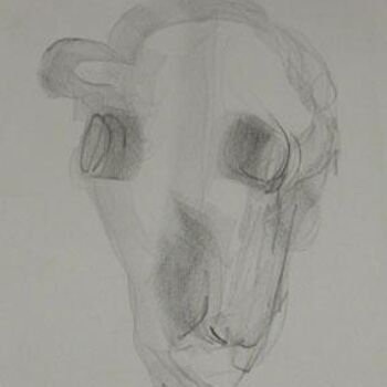 Printmaking titled "Cow Skull (charcoal…" by Heidi Elmore, Original Artwork