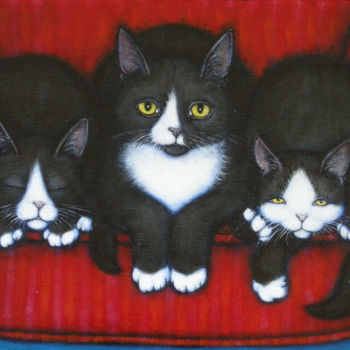 제목이 "3 Tuxedos"인 미술작품 Heidi Shaulis로, 원작, 기름