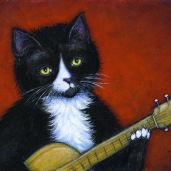 Pintura titulada "Acoustic Cat" por Heidi Shaulis, Obra de arte original, Oleo