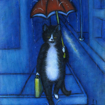Peinture intitulée "Rainy Night" par Heidi Shaulis, Œuvre d'art originale, Huile