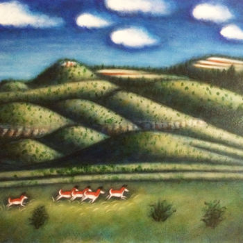 Painting titled "Where the Antelope…" by Heidi Shaulis, Original Artwork, Oil