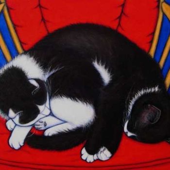 Painting titled "Purrfect Fit" by Heidi Shaulis, Original Artwork