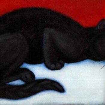 Peinture intitulée "Sneaky Black Cat" par Heidi Shaulis, Œuvre d'art originale