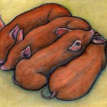제목이 "4 Piglets"인 미술작품 Heidi Shaulis로, 원작