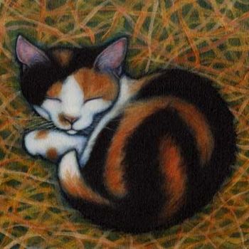 Pittura intitolato "Calico Barn Cat" da Heidi Shaulis, Opera d'arte originale