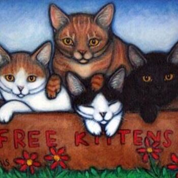 Painting titled "Free Kittens" by Heidi Shaulis, Original Artwork