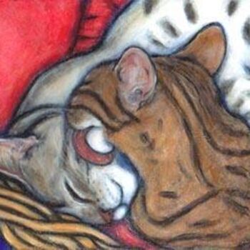 Painting titled "Bathtime for Bengals" by Heidi Shaulis, Original Artwork