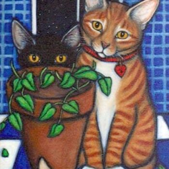 Peinture intitulée "New Catnip Plant" par Heidi Shaulis, Œuvre d'art originale