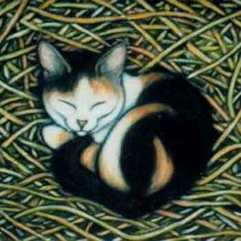 Pintura intitulada "Calico Barn Cat" por Heidi Shaulis, Obras de arte originais