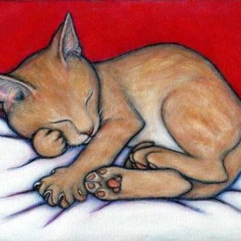 Painting titled "Willy Kitten" by Heidi Shaulis, Original Artwork