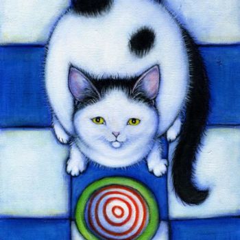 Peinture intitulée "Hungry Spotted Cat" par Heidi Shaulis, Œuvre d'art originale
