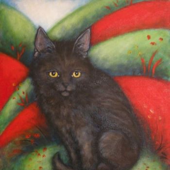 Painting titled "Black Cat" by Heidi Shaulis, Original Artwork