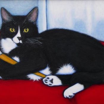 Painting titled "Catpainter's Cat" by Heidi Shaulis, Original Artwork