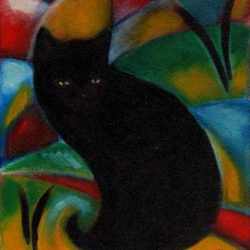 Peinture intitulée "Black Cat" par Heidi Shaulis, Œuvre d'art originale