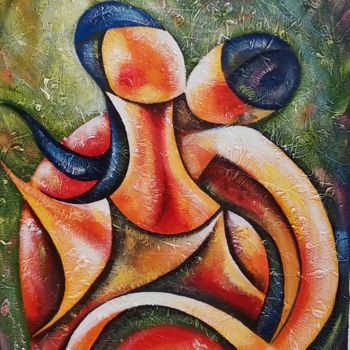 Painting titled "Abrazo" by Heidy Garcia, Original Artwork
